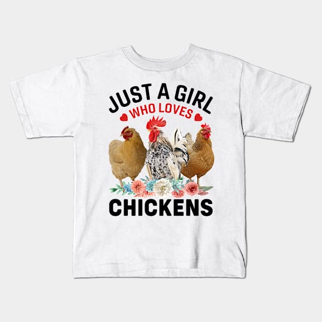 Just a Girl who Loves Chickens Gift Kids T-Shirt by MichelAdam